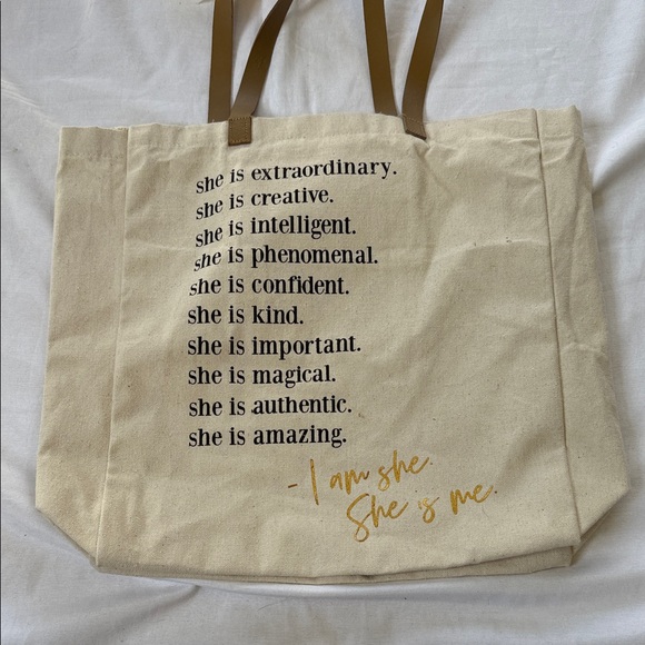 Inspirational Beige Tote Bag - Picture 4 of 4